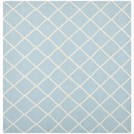Safavieh 6 ft. x 6 ft. Square Contemporary Dhurries- Light Blue and Ivory- Flatweave Rug DHU565B-6SQ